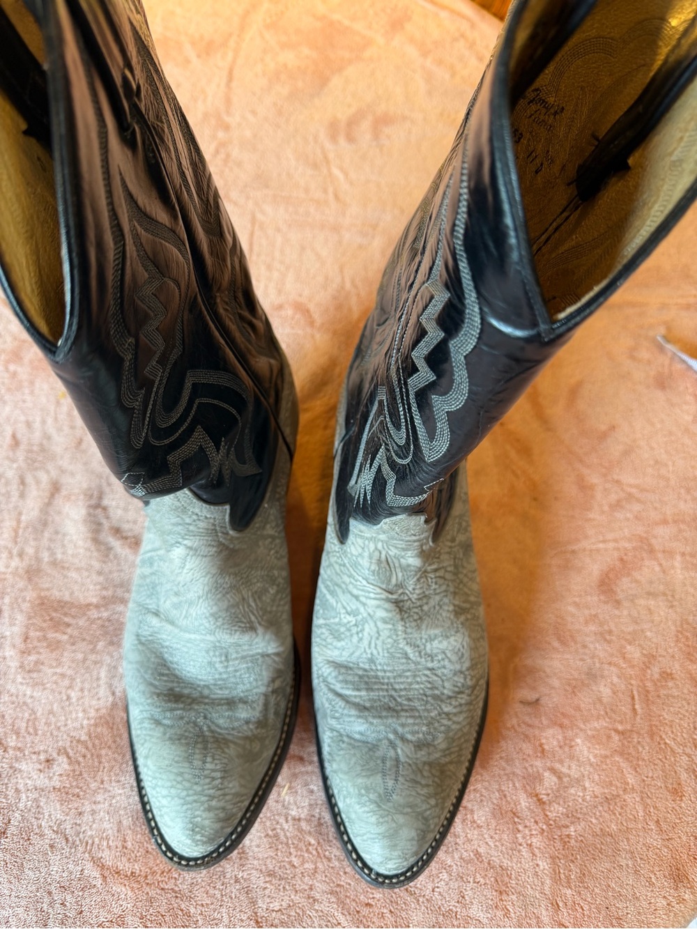 Tony Lama Black & Gray Two-Tone Western Cowboy Boots